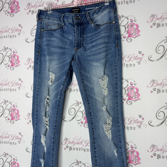 Bebe jeans heartbreaker skinny stretchy rhinestone bling on back pockets blue - Picture 7 of 13